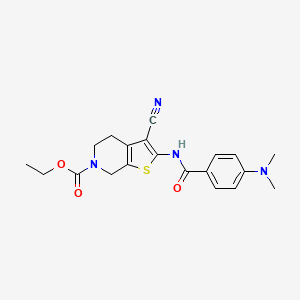 molecular formula C20H22N4O3S B3009235 ethyl 3-cyano-2-(4-(dimethylamino)benzamido)-4,5-dihydrothieno[2,3-c]pyridine-6(7H)-carboxylate CAS No. 864927-10-6