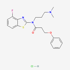 molecular formula C21H25ClFN3O2S B3009236 N-(3-(dimethylamino)propyl)-N-(4-fluorobenzo[d]thiazol-2-yl)-3-phenoxypropanamide hydrochloride CAS No. 1052537-35-5