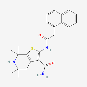 molecular formula C24H27N3O2S B3009252 5,5,7,7-Tetramethyl-2-[(2-naphthalen-1-ylacetyl)amino]-4,6-dihydrothieno[2,3-c]pyridine-3-carboxamide CAS No. 864860-16-2