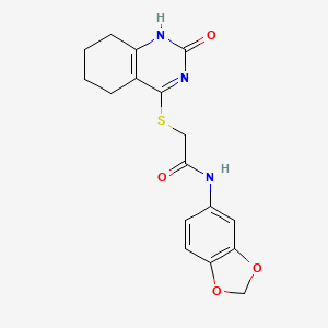 molecular formula C17H17N3O4S B3009257 N-(1,3-benzodioxol-5-yl)-2-[(2-oxo-5,6,7,8-tetrahydro-1H-quinazolin-4-yl)sulfanyl]acetamide CAS No. 946217-82-9