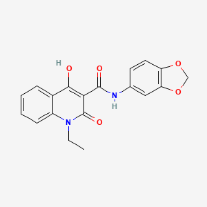 molecular formula C19H16N2O5 B3009262 N-1,3-benzodioxol-5-yl-1-ethyl-4-hydroxy-2-oxo-1,2-dihydroquinoline-3-carboxamide CAS No. 941898-52-8