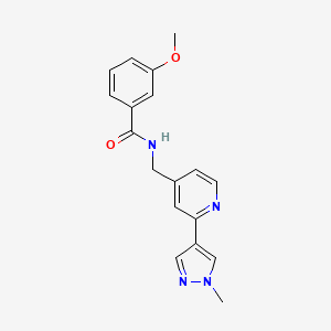 molecular formula C18H18N4O2 B3009272 3-甲氧基-N-((2-(1-甲基-1H-吡唑-4-基)吡啶-4-基)甲基)苯甲酰胺 CAS No. 2034309-39-0