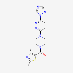 molecular formula C16H18N8OS B3009277 (4-(6-(1H-1,2,4-triazol-1-yl)pyridazin-3-yl)piperazin-1-yl)(2,4-dimethylthiazol-5-yl)methanone CAS No. 1797186-99-2