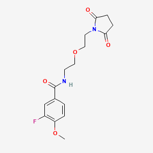 molecular formula C16H19FN2O5 B3009286 N-(2-(2-(2,5-二氧代吡咯烷-1-基)乙氧基)乙基)-3-氟-4-甲氧基苯甲酰胺 CAS No. 2034392-64-6