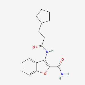 molecular formula C17H20N2O3 B3009290 3-(3-Cyclopentylpropanamido)benzofuran-2-carboxamide CAS No. 898372-68-4