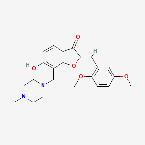 molecular formula C23H26N2O5 B3009291 (Z)-2-(2,5-二甲氧基苄亚叉基)-6-羟基-7-((4-甲基哌嗪-1-基)甲基)苯并呋喃-3(2H)-酮 CAS No. 887214-72-4