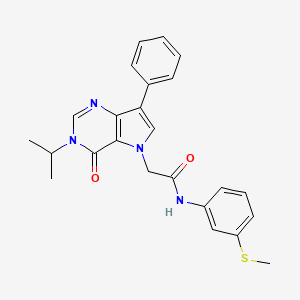molecular formula C24H24N4O2S B3009303 N-[3-(methylsulfanyl)phenyl]-2-[4-oxo-7-phenyl-3-(propan-2-yl)-3,4-dihydro-5H-pyrrolo[3,2-d]pyrimidin-5-yl]acetamide CAS No. 1251639-66-3