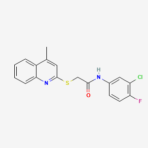 molecular formula C18H14ClFN2OS B3009308 N-(3-chloro-4-fluorophenyl)-2-[(4-methylquinolin-2-yl)sulfanyl]acetamide CAS No. 496025-85-5