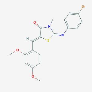 molecular formula C19H17BrN2O3S B300931 2-[(4-Bromophenyl)imino]-5-(2,4-dimethoxybenzylidene)-3-methyl-1,3-thiazolidin-4-one 
