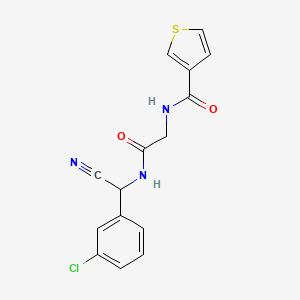molecular formula C15H12ClN3O2S B3009318 N-[(3-chlorophenyl)(cyano)methyl]-2-[(thiophen-3-yl)formamido]acetamide CAS No. 1797919-82-4