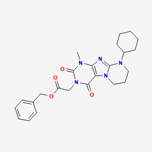 B3009341 benzyl 2-(9-cyclohexyl-1-methyl-2,4-dioxo-7,8-dihydro-6H-purino[7,8-a]pyrimidin-3-yl)acetate CAS No. 850826-01-6