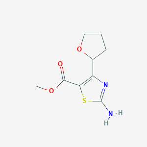 molecular formula C9H12N2O3S B3009368 Methyl 2-amino-4-(oxolan-2-yl)-1,3-thiazole-5-carboxylate CAS No. 2090442-83-2