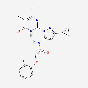 molecular formula C21H23N5O3 B3009371 N-(3-cyclopropyl-1-(4,5-dimethyl-6-oxo-1,6-dihydropyrimidin-2-yl)-1H-pyrazol-5-yl)-2-(o-tolyloxy)acetamide CAS No. 1203092-57-2