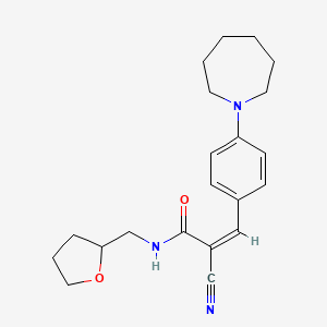 molecular formula C21H27N3O2 B3009380 (Z)-3-[4-(Azepan-1-yl)phenyl]-2-cyano-N-(oxolan-2-ylmethyl)prop-2-enamide CAS No. 1424629-75-3