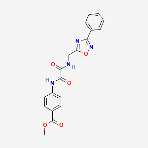 molecular formula C19H16N4O5 B3009384 Methyl 4-(2-oxo-2-(((3-phenyl-1,2,4-oxadiazol-5-yl)methyl)amino)acetamido)benzoate CAS No. 1207032-88-9