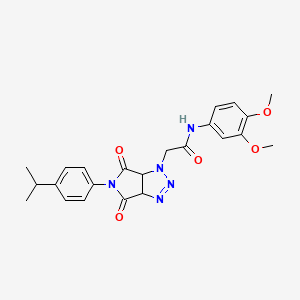 molecular formula C23H25N5O5 B3009385 N-(3,4-dimethoxyphenyl)-2-[5-(4-isopropylphenyl)-4,6-dioxo-4,5,6,6a-tetrahydropyrrolo[3,4-d][1,2,3]triazol-1(3aH)-yl]acetamide CAS No. 1052604-48-4