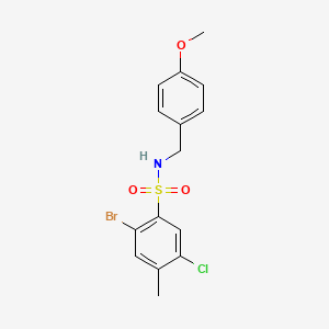 molecular formula C15H15BrClNO3S B3009391 2-Bromo-5-chloro-N-[(4-methoxyphenyl)methyl]-4-methylbenzenesulfonamide CAS No. 2249192-95-6