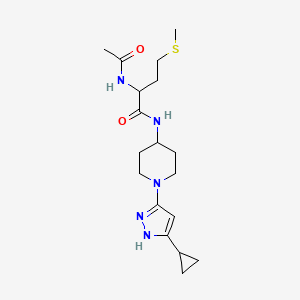 2-acetamido-N-(1-(5-cyclopropyl-1H-pyrazol-3-yl)piperidin-4-yl)-4-(methylthio)butanamide