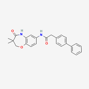 molecular formula C25H24N2O3 B3009403 2-([1,1'-联苯]-4-基)-N-(3,3-二甲基-4-氧代-2,3,4,5-四氢苯并[b][1,4]恶杂环庚-7-基)乙酰胺 CAS No. 921777-12-0