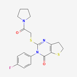 3-(4-fluorophenyl)-2-((2-oxo-2-(pyrrolidin-1-yl)ethyl)thio)-6,7-dihydrothieno[3,2-d]pyrimidin-4(3H)-one