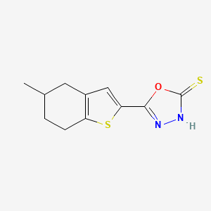 molecular formula C11H12N2OS2 B3009413 5-(5-Methyl-4,5,6,7-tetrahydro-1-benzothiophen-2-yl)-1,3,4-oxadiazole-2-thiol CAS No. 857041-72-6