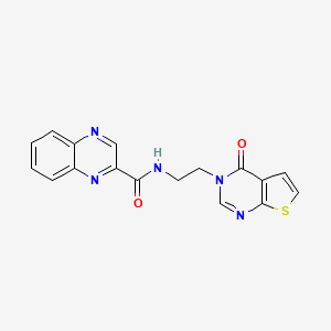 molecular formula C17H13N5O2S B3009422 N-(2-(4-oxothieno[2,3-d]pyrimidin-3(4H)-yl)ethyl)quinoxaline-2-carboxamide CAS No. 2034600-80-9