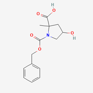 molecular formula C14H17NO5 B3009424 1-[(benzyloxy)carbonyl]-4-hydroxy-2-methylpyrrolidine-2-carboxylic acid, Mixture of diastereomers CAS No. 1934251-75-8