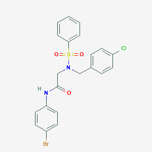 molecular formula C21H18BrClN2O3S B300943 N-(4-bromophenyl)-2-[[(4-chlorophenyl)methyl](phenylsulfonyl)amino]acetamide 