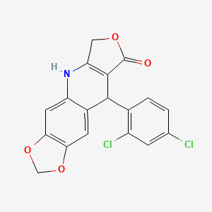 molecular formula C18H11Cl2NO4 B3009433 9-(2,4-dichlorophenyl)-6,9-dihydro[1,3]dioxolo[4,5-g]furo[3,4-b]quinolin-8(5H)-one CAS No. 882747-24-2