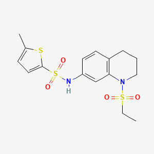 molecular formula C16H20N2O4S3 B3009435 N-(1-(ethylsulfonyl)-1,2,3,4-tetrahydroquinolin-7-yl)-5-methylthiophene-2-sulfonamide CAS No. 946250-15-3