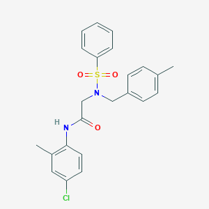 molecular formula C23H23ClN2O3S B300944 N-(4-chloro-2-methylphenyl)-2-[[(4-methylphenyl)methyl](phenylsulfonyl)amino]acetamide 