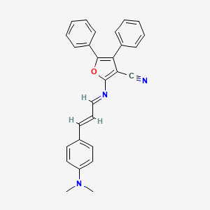 molecular formula C28H23N3O B3009442 2-({(E,2E)-3-[4-(dimethylamino)phenyl]-2-propenylidene}amino)-4,5-diphenyl-3-furonitrile CAS No. 383148-39-8