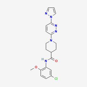 molecular formula C20H21ClN6O2 B3009451 1-(6-(1H-pyrazol-1-yl)pyridazin-3-yl)-N-(5-chloro-2-methoxyphenyl)piperidine-4-carboxamide CAS No. 1705306-82-6