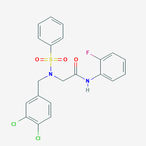 molecular formula C21H17Cl2FN2O3S B300946 2-[(3,4-dichlorobenzyl)(phenylsulfonyl)amino]-N-(2-fluorophenyl)acetamide 