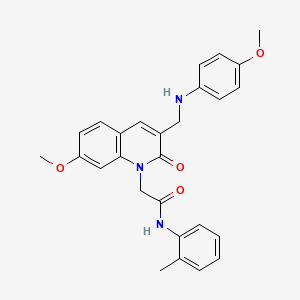 2-[7-methoxy-3-{[(4-methoxyphenyl)amino]methyl}-2-oxoquinolin-1(2H)-yl]-N-(2-methylphenyl)acetamide