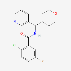 molecular formula C18H18BrClN2O2 B3009466 5-bromo-2-chloro-N-(pyridin-3-yl(tetrahydro-2H-pyran-4-yl)methyl)benzamide CAS No. 2034259-30-6