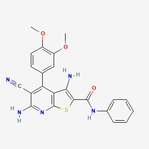 molecular formula C23H19N5O3S B3009469 3,6-diamino-5-cyano-4-(3,4-dimethoxyphenyl)-N-phenylthieno[2,3-b]pyridine-2-carboxamide CAS No. 370844-87-4