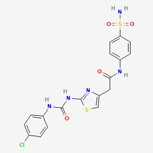 molecular formula C18H16ClN5O4S2 B3009473 2-(2-(3-(4-chlorophenyl)ureido)thiazol-4-yl)-N-(4-sulfamoylphenyl)acetamide CAS No. 921475-80-1
