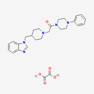 molecular formula C27H33N5O5 B3009477 2-(4-((1H-苯并[d]咪唑-1-基)甲基)哌啶-1-基)-1-(4-苯基哌嗪-1-基)乙酮草酸盐 CAS No. 1351648-05-9