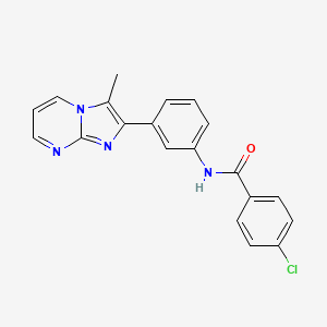 molecular formula C20H15ClN4O B3009480 4-chloro-N-(3-(3-methylimidazo[1,2-a]pyrimidin-2-yl)phenyl)benzamide CAS No. 847388-38-9