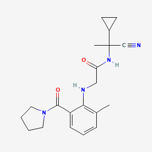 molecular formula C20H26N4O2 B3009485 N-(1-cyano-1-cyclopropylethyl)-2-{[2-methyl-6-(pyrrolidine-1-carbonyl)phenyl]amino}acetamide CAS No. 1241285-67-5