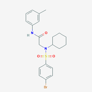 molecular formula C21H25BrN2O3S B300949 2-[[(4-bromophenyl)sulfonyl](cyclohexyl)amino]-N-(3-methylphenyl)acetamide 
