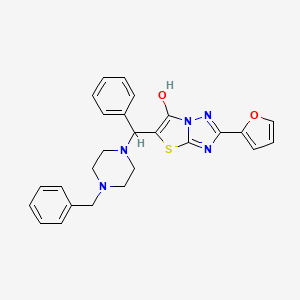 molecular formula C26H25N5O2S B3009491 5-((4-Benzylpiperazin-1-yl)(phenyl)methyl)-2-(furan-2-yl)thiazolo[3,2-b][1,2,4]triazol-6-ol CAS No. 887219-66-1