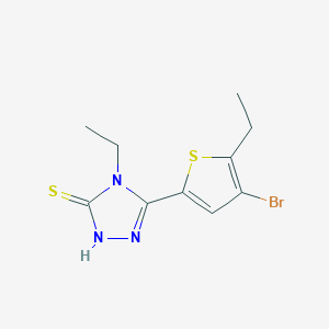 molecular formula C10H12BrN3S2 B3009493 5-(4-溴-5-乙基噻吩-2-基)-4-乙基-4H-1,2,4-三唑-3-硫醇 CAS No. 828277-47-0