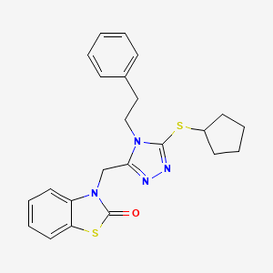 3-((5-(cyclopentylthio)-4-phenethyl-4H-1,2,4-triazol-3-yl)methyl)benzo[d]thiazol-2(3H)-one