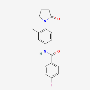 molecular formula C18H17FN2O2 B3009497 4-氟-N-(3-甲基-4-(2-氧代吡咯烷-1-基)苯基)苯甲酰胺 CAS No. 922924-79-6