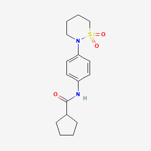 molecular formula C16H22N2O3S B3009498 N-[4-(1,1-dioxothiazinan-2-yl)phenyl]cyclopentanecarboxamide CAS No. 899979-58-9