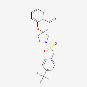 molecular formula C20H18F3NO4S B3009500 1'-((4-(Trifluoromethyl)benzyl)sulfonyl)spiro[chroman-2,3'-pyrrolidin]-4-one CAS No. 1705769-47-6