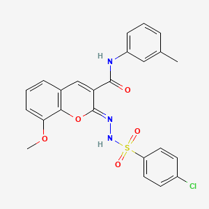 (2Z)-2-[(4-chlorophenyl)sulfonylhydrazinylidene]-8-methoxy-N-(3-methylphenyl)chromene-3-carboxamide