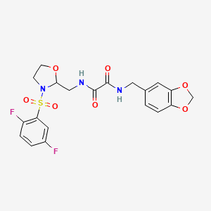 molecular formula C20H19F2N3O7S B3009515 N1-(benzo[d][1,3]dioxol-5-ylmethyl)-N2-((3-((2,5-difluorophenyl)sulfonyl)oxazolidin-2-yl)methyl)oxalamide CAS No. 868983-58-8
